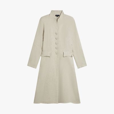 ＜agnes b. (Women)＞リネン　スタンドカラー　フロックコート　”Ｒｅｄｉｎｇｏｔｅ”