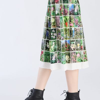 フォトプリント ギャザー ロングスカート ”Instagram