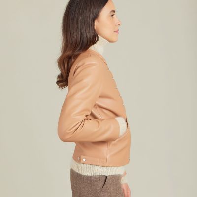 ラムスキン レザー 長袖 カーディガンプレッション | agnes b. (Women