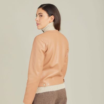 ラムスキン レザー 長袖 カーディガンプレッション | agnes b. (Women