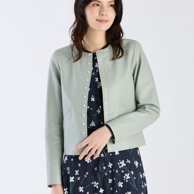 ラムスキン レザー 長袖 カーディガンプレッション | agnes b. (Women
