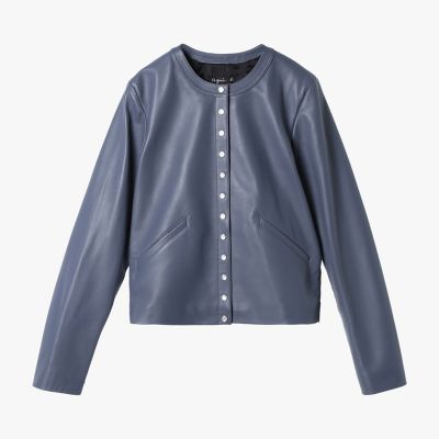 ラムスキン レザー 長袖 カーディガンプレッション | agnes b. (Women