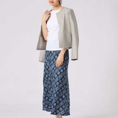 yukichaa　アニエスベー ラムスキン カーディガン プレッション ラムスキン レザー 長袖 カーディガンプレッション | agnes b. (Women
