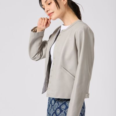 ラムスキン レザー 長袖 カーディガンプレッション | agnes b. (Women