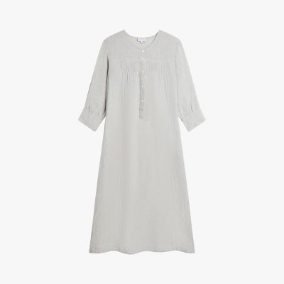 極美品　アニエス・ベー綿100% ワンピース コットンガーゼ調 ショートスリーブ Vネック ロング ワンピース