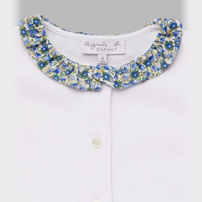 【値下げ】agnes b.　半袖ブラウス　白　立体花付き　新品未使用　Mサイズ agnes b. - 【値下げ】agnes b. 半袖ブラウス 白 立体花付き 新品未
