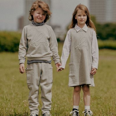キッズ ”b．” ロゴ コットン ノースリーブ ワンピース | agnes b