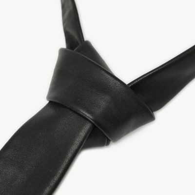 agnis b. homme 黒レザー ネクタイ メンズ ラムスキンレザー ネクタイ | agnes b. HOMME (Men