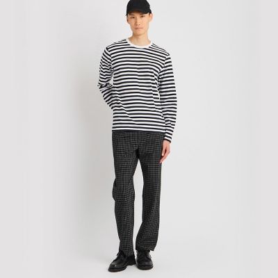 agnes b homme アニエスベーオム ボーダー 長袖カットソー メンズ 細ボーダー コットン 長袖 Tシャツ ”Coulos” | agnes b