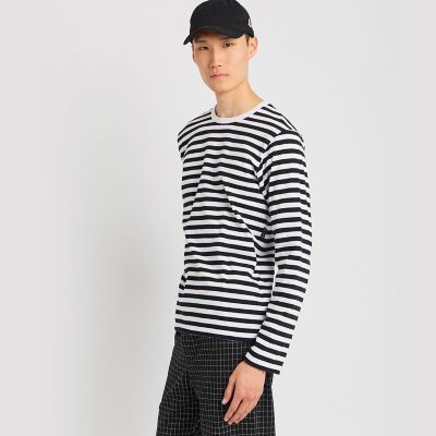 メンズ 細ボーダー コットン 長袖 Tシャツ ”Coulos” | agnes b