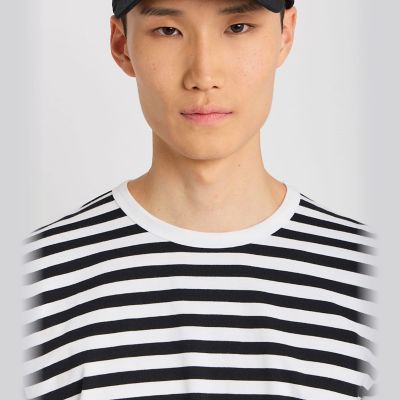 メンズ 細ボーダー コットン 長袖 Tシャツ ”Coulos” | agnes b