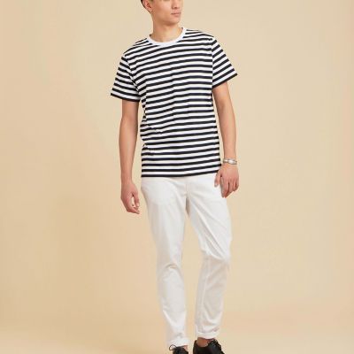 メンズ コットン 細ボーダー 半袖Tシャツ ”Coulos” | agnes b