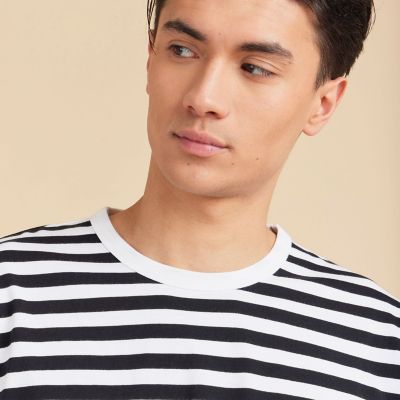 メンズ コットン 細ボーダー 半袖Tシャツ ”Coulos” | agnes b
