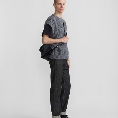 agnes b. アニエスベー コットン ニット ノースリーブ カットソー S メンズ フィッシュネット コットン ノースリーブ ニット プルオーバー