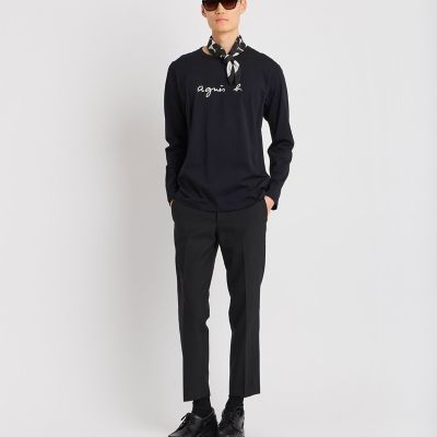 メンズ ロゴ コットン 長袖 Tシャツ ”Coulos” | agnes b. HOMME