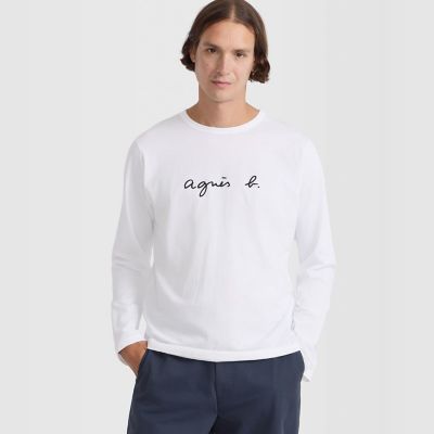 メンズ ロゴ コットン 長袖 Tシャツ ”Coulos” | agnes b. HOMME