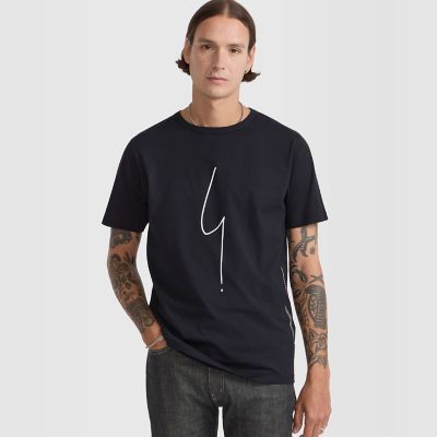 メンズ アイコニック プリント コットン 半袖 Tシャツ ”Point d 