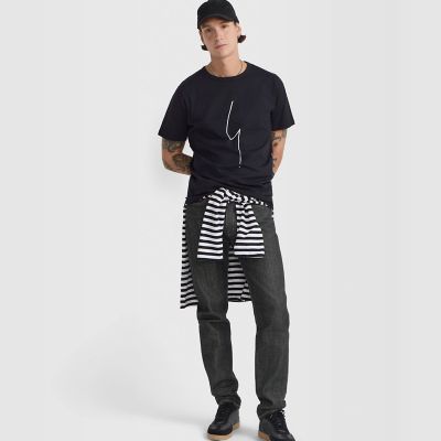 メンズ アイコニック プリント コットン 半袖 Tシャツ ”Point d