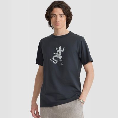 メンズ アイコニック プリント コットン 半袖 Tシャツ ”Lezard