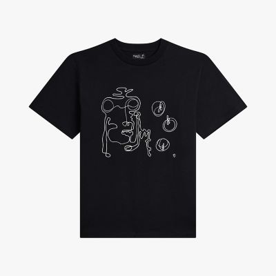 メンズ プリント コットン 半袖 アーティスト Tシャツ ”Jen Cri