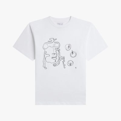 メンズ プリント コットン 半袖 アーティスト Tシャツ ”Jen Cri