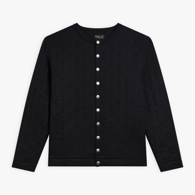 Agnes b homme paris ボーダーカーディガン メンズ 刺繍 コットン 長袖 カーディガン ”Point d'ironie