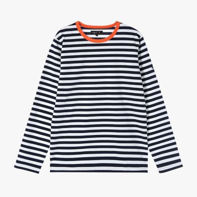 メンズ 細ボーダー コットン 長袖 Tシャツ ”Coulos” | agnes b