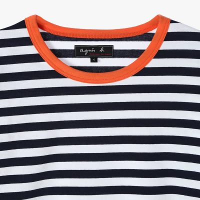 メンズ 細ボーダー コットン 長袖 Tシャツ ”Coulos” | agnes b