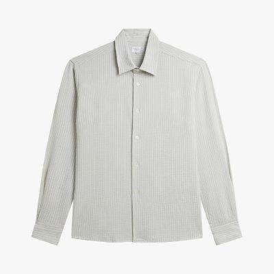 メンズ ストライプ コットン クレープボイル 長袖 シャツ ”Andy