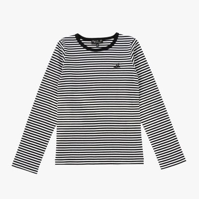 ＜agnes b. ENFANT (Baby&Kids)＞キッズ　”ｂ．”ロゴ　コットン　細ボーダー　長袖　Ｔシャツ