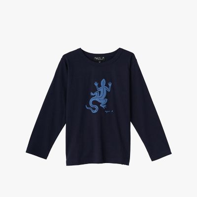 キッズ ロゴ アイコニック プリント コットン 長袖 Tシャツ
