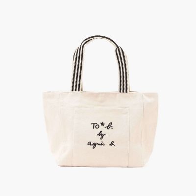 ＜TO B. BY AGNES B.＞ロゴ　刺繍　コットン　スクエア　ミニ　トートバッグ