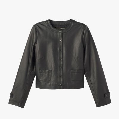 ＜TO B. BY AGNES B.＞レザー　ノーカラー　ジャケット　”Ｍｉｇｎｏｎ”