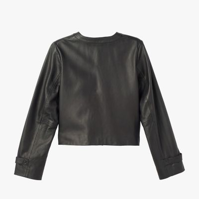 agnes.b アニエスベー ラムレザー ボンバージャケット サイズ48 グレー agnes b.｜レザー ノーカラー ジャケット 