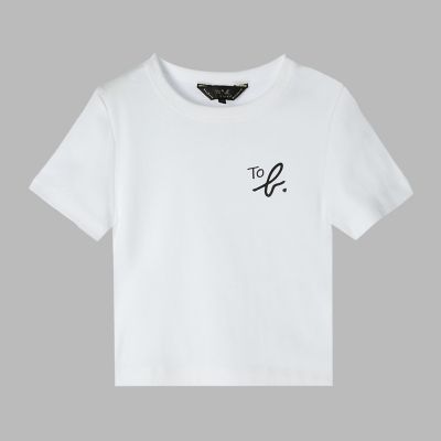 ＜TO B. BY AGNES B.＞”Ｔｏ　ｂ．”ロゴ　コットン　半袖　クロップド　Ｔシャツ