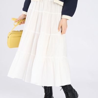 To b. by agnes b. ティアード ロングスカート 大きいサイズ40 コットンガーゼ調 ロング ティアードスカート ”Tango” | agnes b