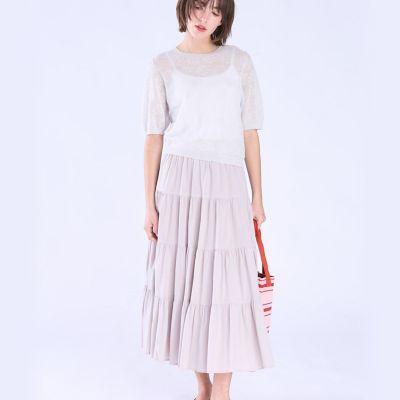 To b. by agnes b. ティアード ロングスカート 大きいサイズ40 コットン フォーティアード スカート | TO B. BY AGNES B./トゥービー