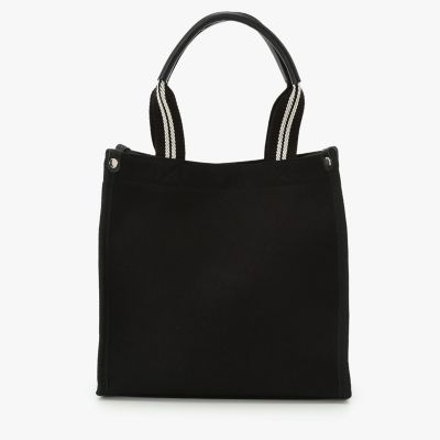 To b. by agnes b. ブラックトートバッグ To b. by agnes トートバッグ WEB限定 ロゴ コットン スクエア