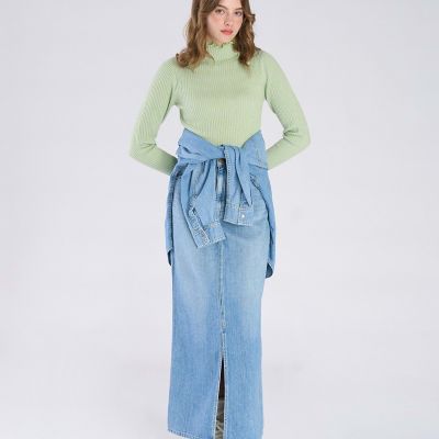 新品t.b.デニム調ロングスカート To b． by agnes b． x RED CARD TOKYO