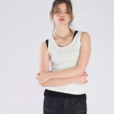 【新品】BORDERS at BALCONY リブタンクトップ　38 BASIC RIB TANK BA2211ー2D－06 | BORDERS at