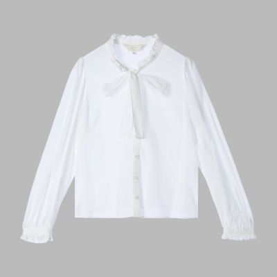 ＜TO B. BY AGNES B.＞コットン　ロングスリーブ　リボン　ブラウス