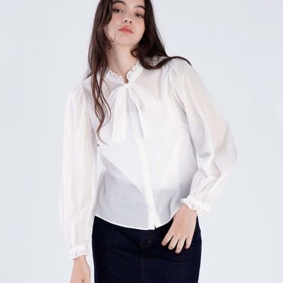 agnes b リボンブラウス コットン ロングスリーブ リボン ブラウス | TO B. BY AGNES B