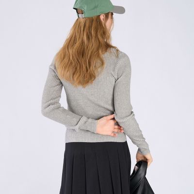 【美品】アニエス・ベー　7分丈　ブラック　パフスリーブ　ニット agnes b.（アニエスベー）の「LM42 PULL フェイスモチーフ アルパカ