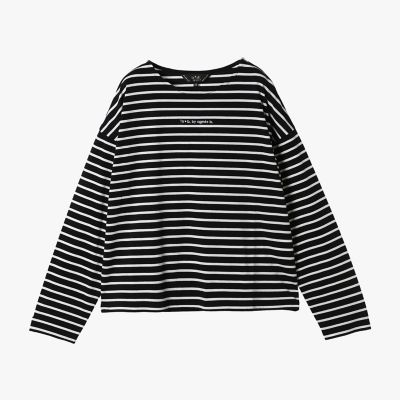 ボーダー ロゴ 刺繍 長袖 Tシャツ | TO B. BY AGNES B./トゥービー