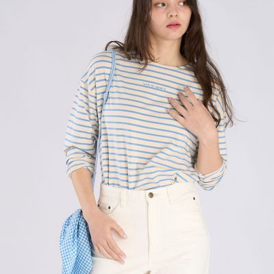ボーダー ロゴ 刺繍 長袖 Tシャツ | TO B. BY AGNES B./トゥービー