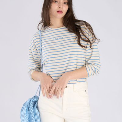 ボーダー ロゴ 刺繍 長袖 Tシャツ | TO B. BY AGNES B./トゥービー