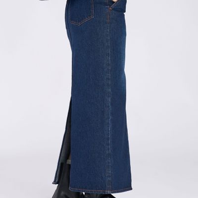 【新品タグ付き】アニエスベー　コットンリネン デニムロングスカート インディゴ To b． by agnes b． × NEEDBY heritage