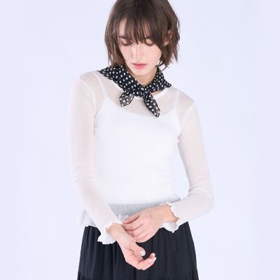 シアー リブ フリル 長袖 ニット プルオーバー | TO B. BY AGNES B