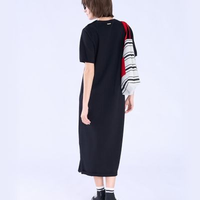 WEBスペシャル ショルダーボタン コットン 半袖 ニット ワンピース