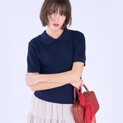 コットン タック ステッチ 半袖 ニット プルオーバー | TO B. BY AGNES